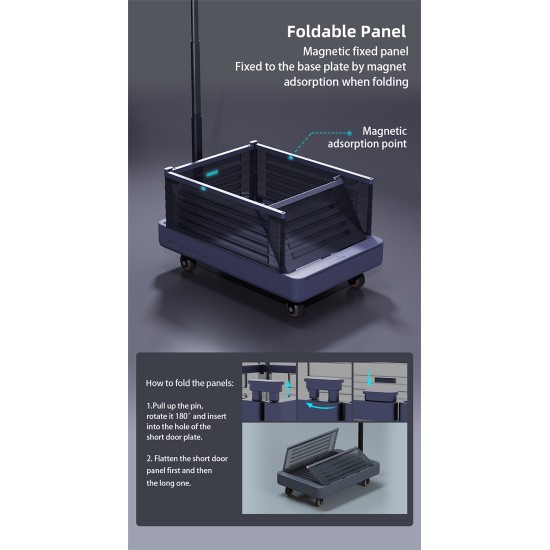 HANDCART Portable Folding Hand Truck Rolling Crates with Wheels 75KG Load-bearing