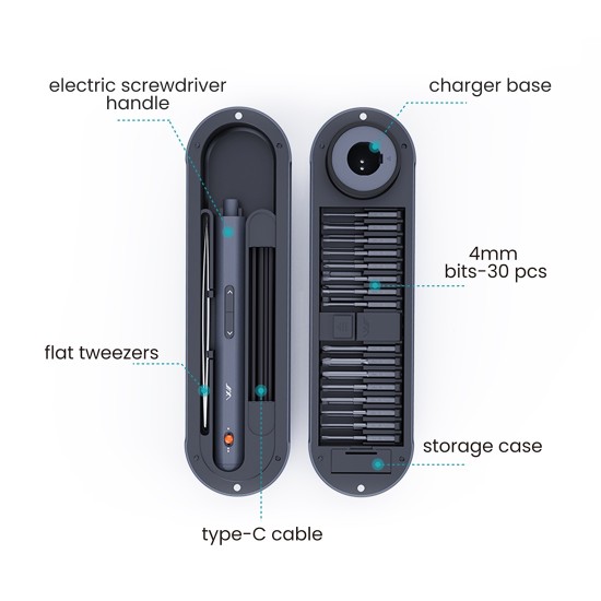 30-Pieces Mini Electric Screwdriver Set