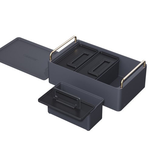 Stackable gardening tools set with three storage boxes