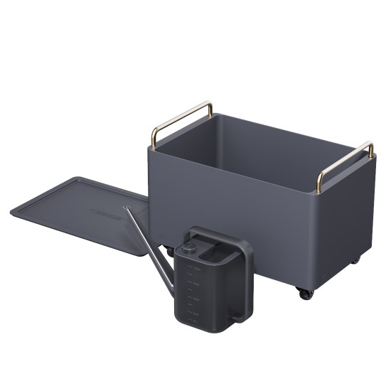 Stackable gardening tools set with wheels smoothly moving storage for watering can Stackable gardening tools set with wheels smoothly moving storage for watering can