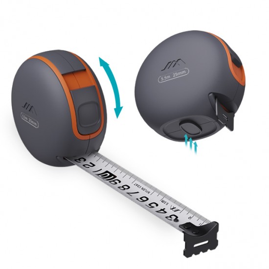 5.5M Tape Measure Coated Tape Ruler Auto Self Lock with Brake Button Wear Resistant Steel Measuring Tape
