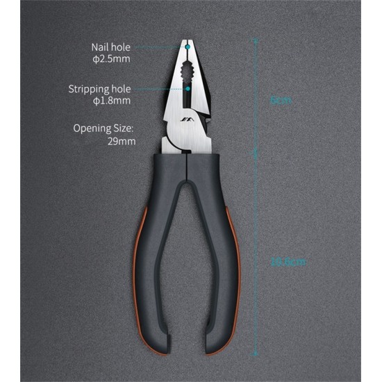 6'' LINE MAN PLIER 29mm Opening Stripping Pliers Labor-saving Household Electrician Pliers