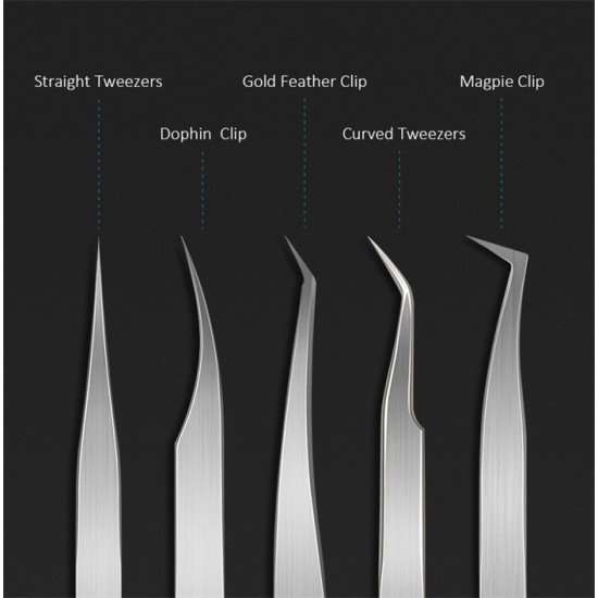STAINLESS STEEL TWEEZERS SET (5PCS)