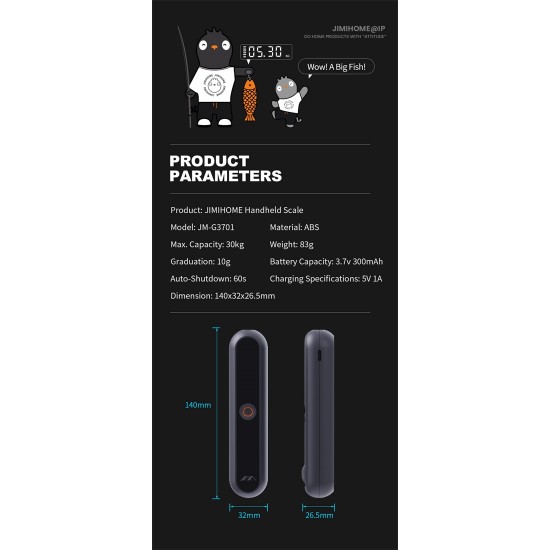 Portable Scale Mini Flashlight Digital Display Type-C Rechargeable 30kg Weigh Measurement Electric Luggage Scales
