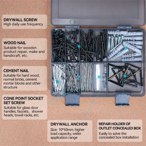 Assorted SCREWS AND NAILS SET  Wood Nail Cement Nail for home maintenance and installation