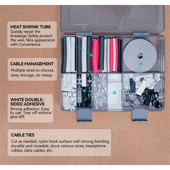 Cable Organizer Management kit Cable Ties Adhesive Clips Holder Keep Your Computer Tv Cables Tidy