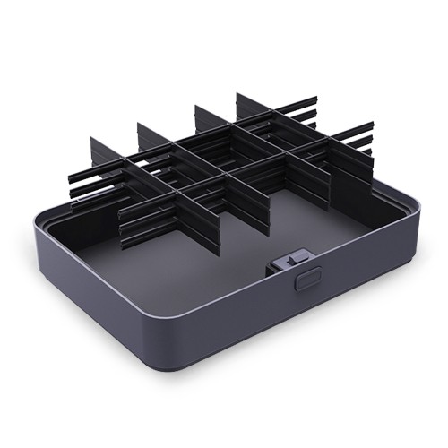 Stackable set storage box with dividers for storing tools accessories