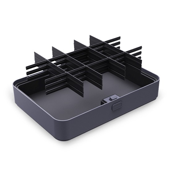 Stackable set storage box with dividers for storing tools accessories Stackable set storage box with dividers for storing tools accessories