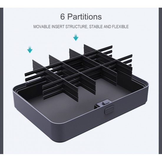 Stackable set storage box with dividers for storing tools accessories Stackable set storage box with dividers for storing tools accessories