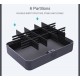 Stackable set storage box with dividers for storing tools accessories Stackable set storage box with dividers for storing tools accessories